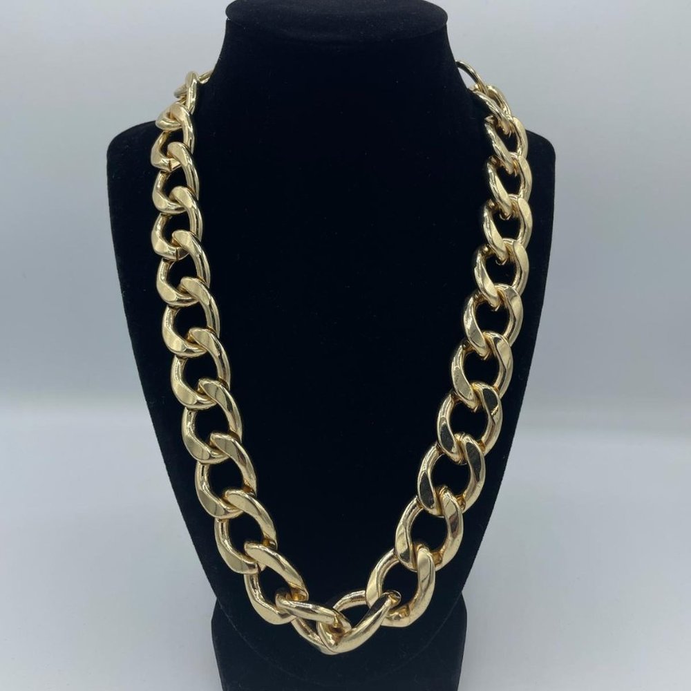 Chunky Gold Statement Chain Necklace - image 2